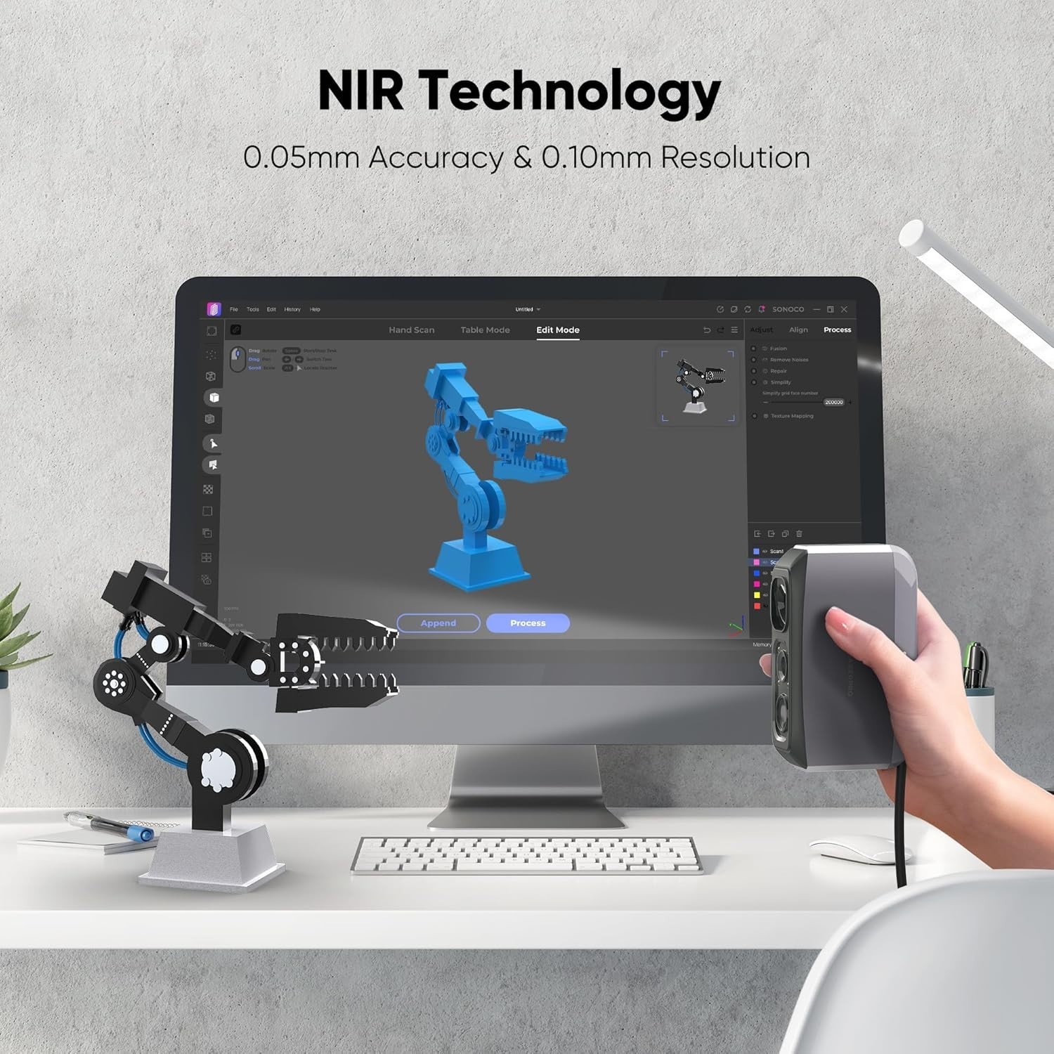 Moose Lite Handheld 3D Scanner - 0.05mm Precision for Effortless 3D Printing