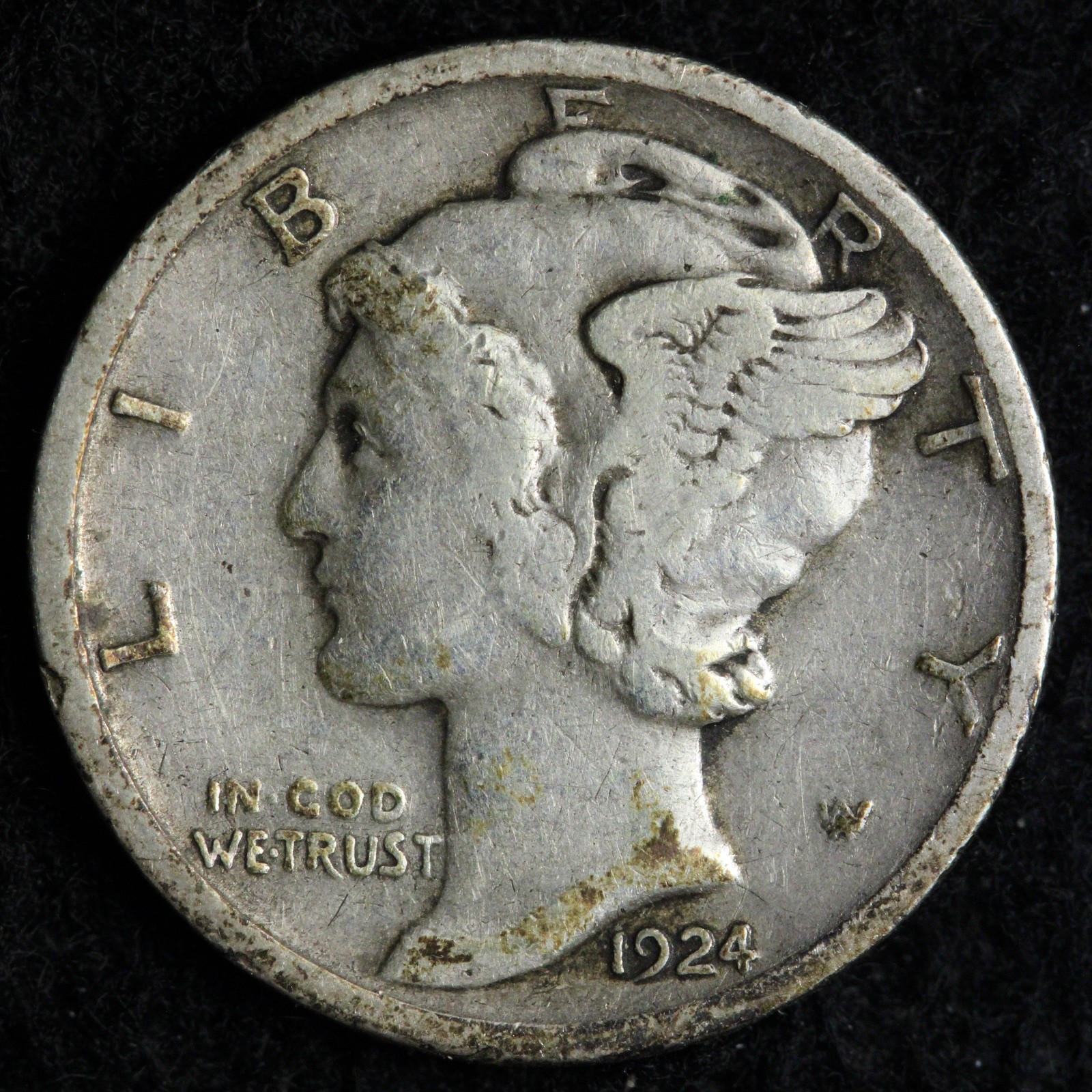 1924-D Mercury Silver Dime VF E251 ZIL