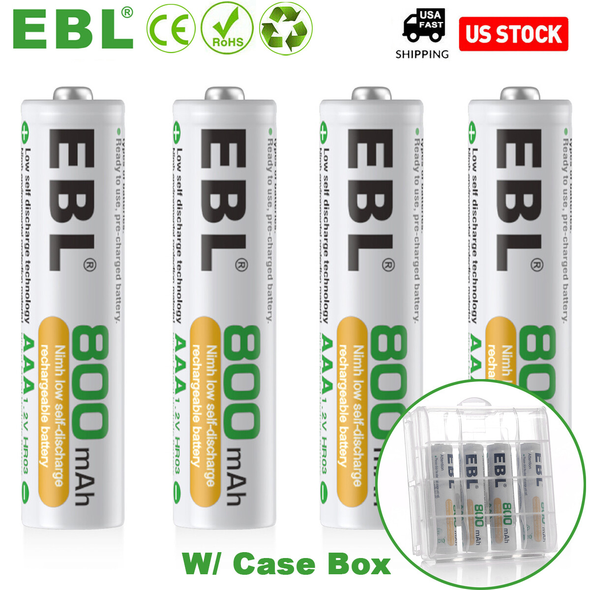 4x Triple A NiMH Batteries 800mAh 1.2V AAA Rechargeable Battery For Solar Lights