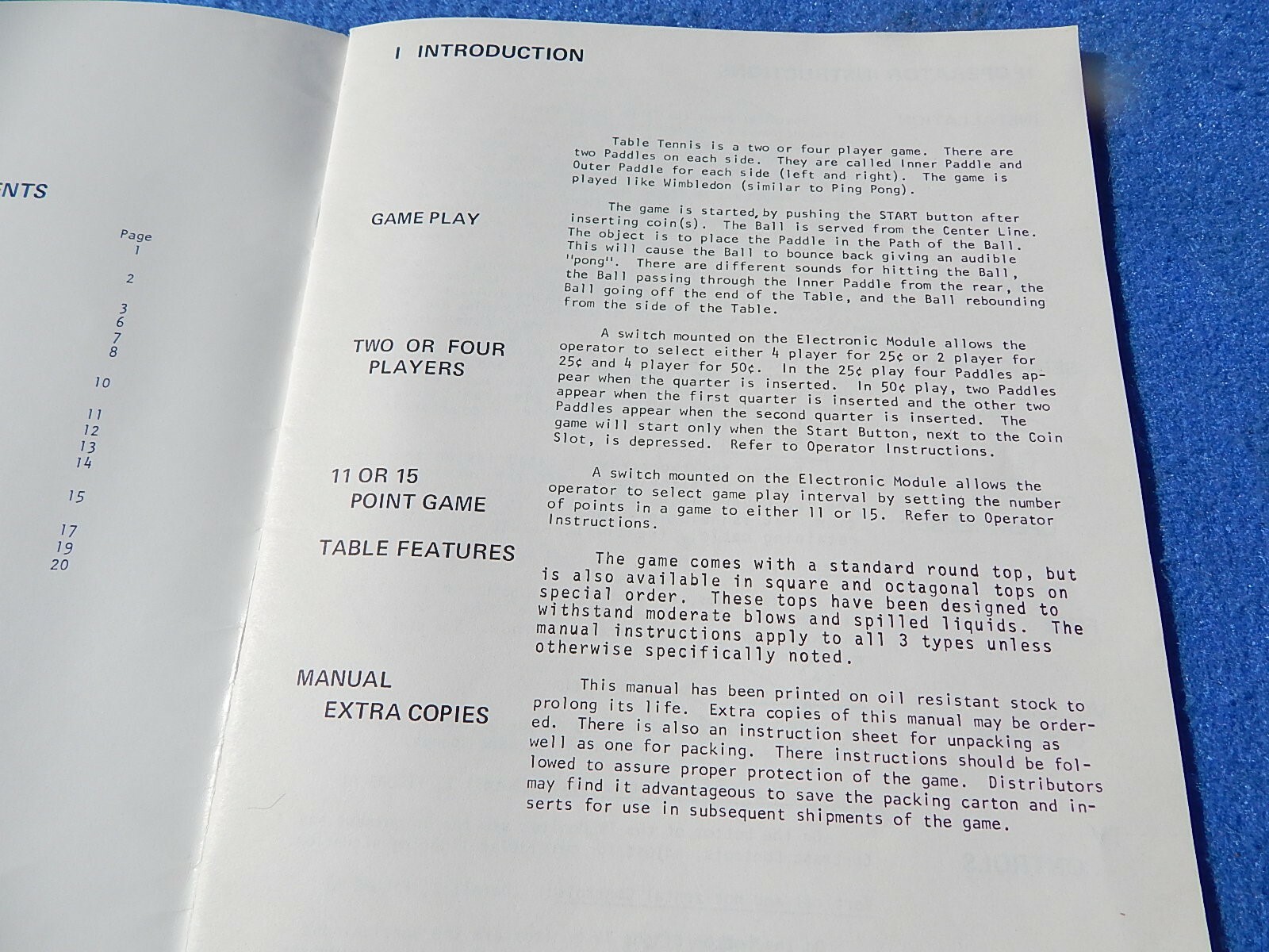 1973 Nutting TABLE TENNIS Maintenance Manual