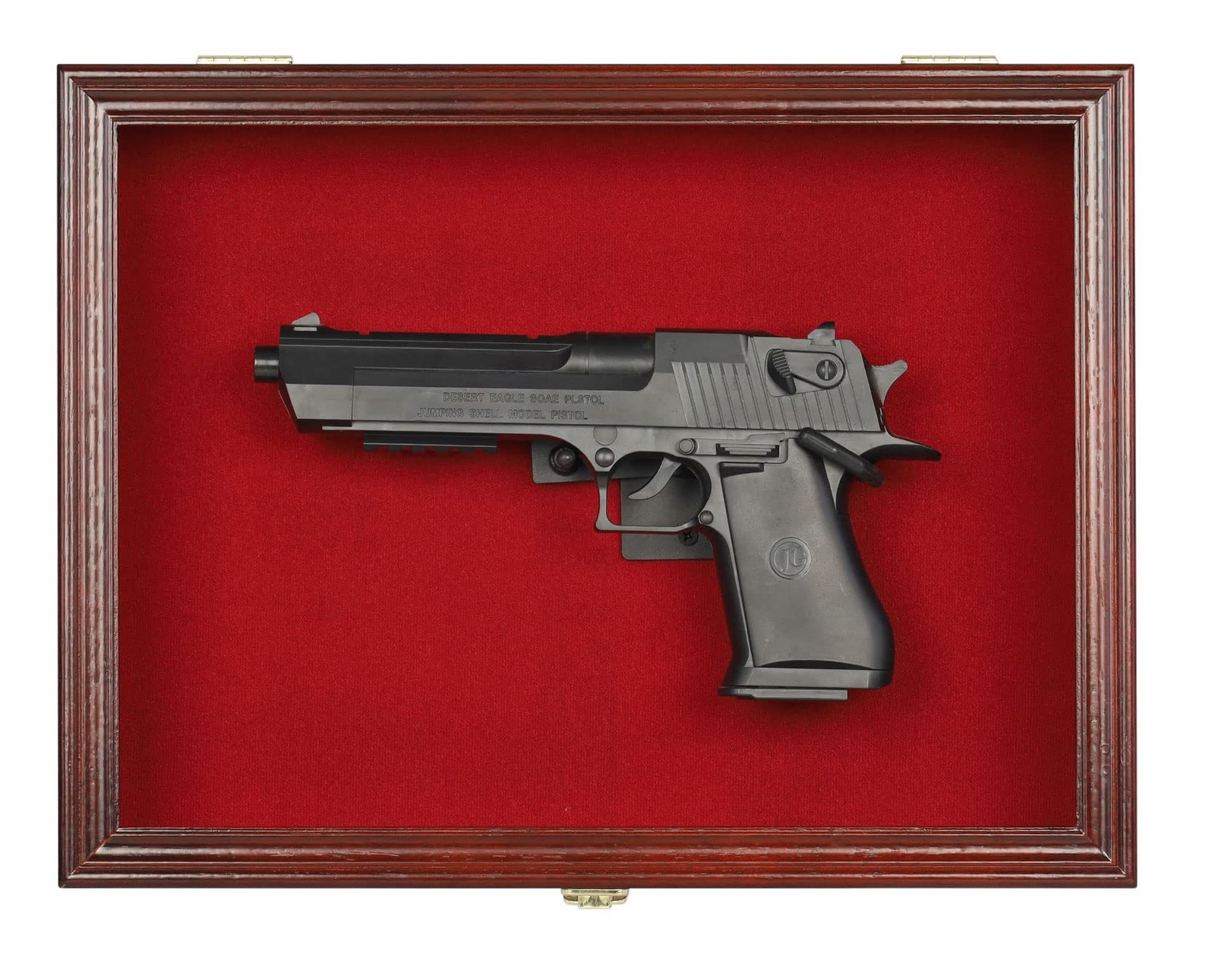 Single Handgun Pistol Revolver Gun Display Case Wall Mount Lockable Red Felt ...