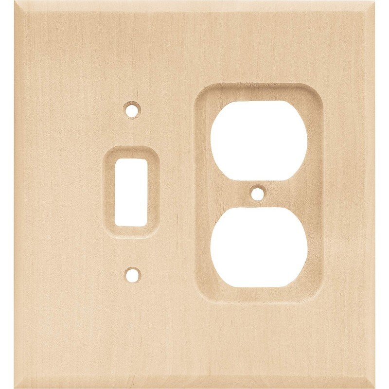 Single Toggle Single Duplex Unfinished Wood Wall Plate BRAINERD 64675