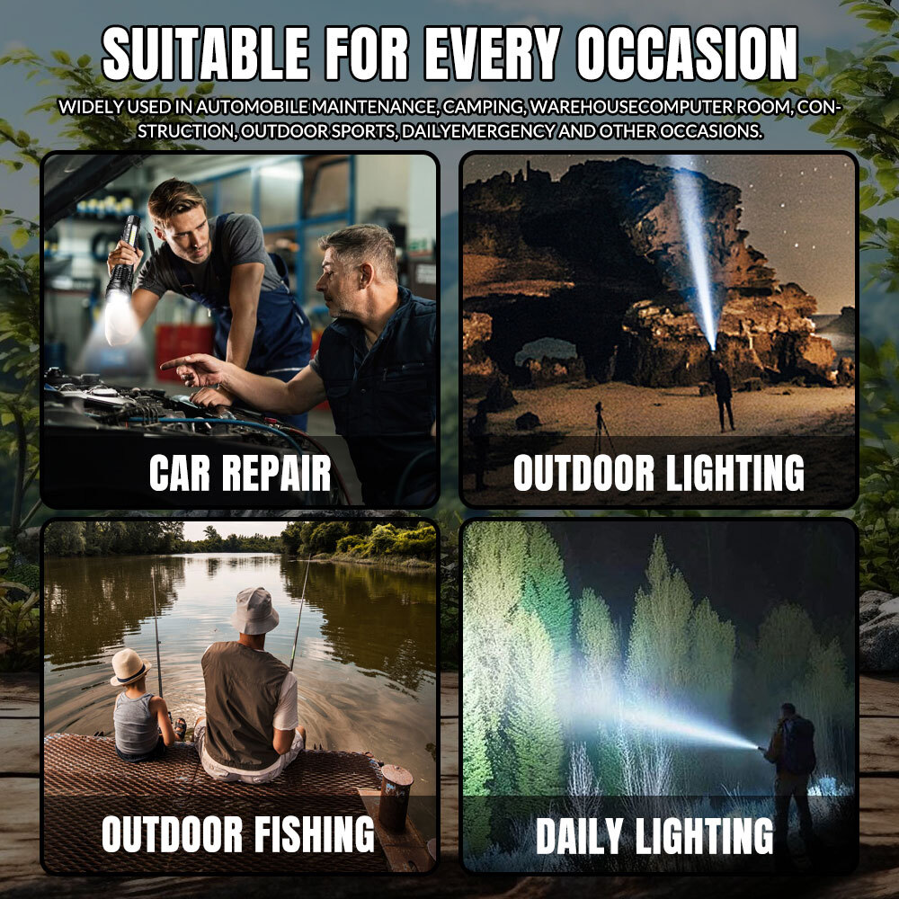 99000000 Lumens Super Bright LED Flashlight Tactical Rechargeable LED Work Light
