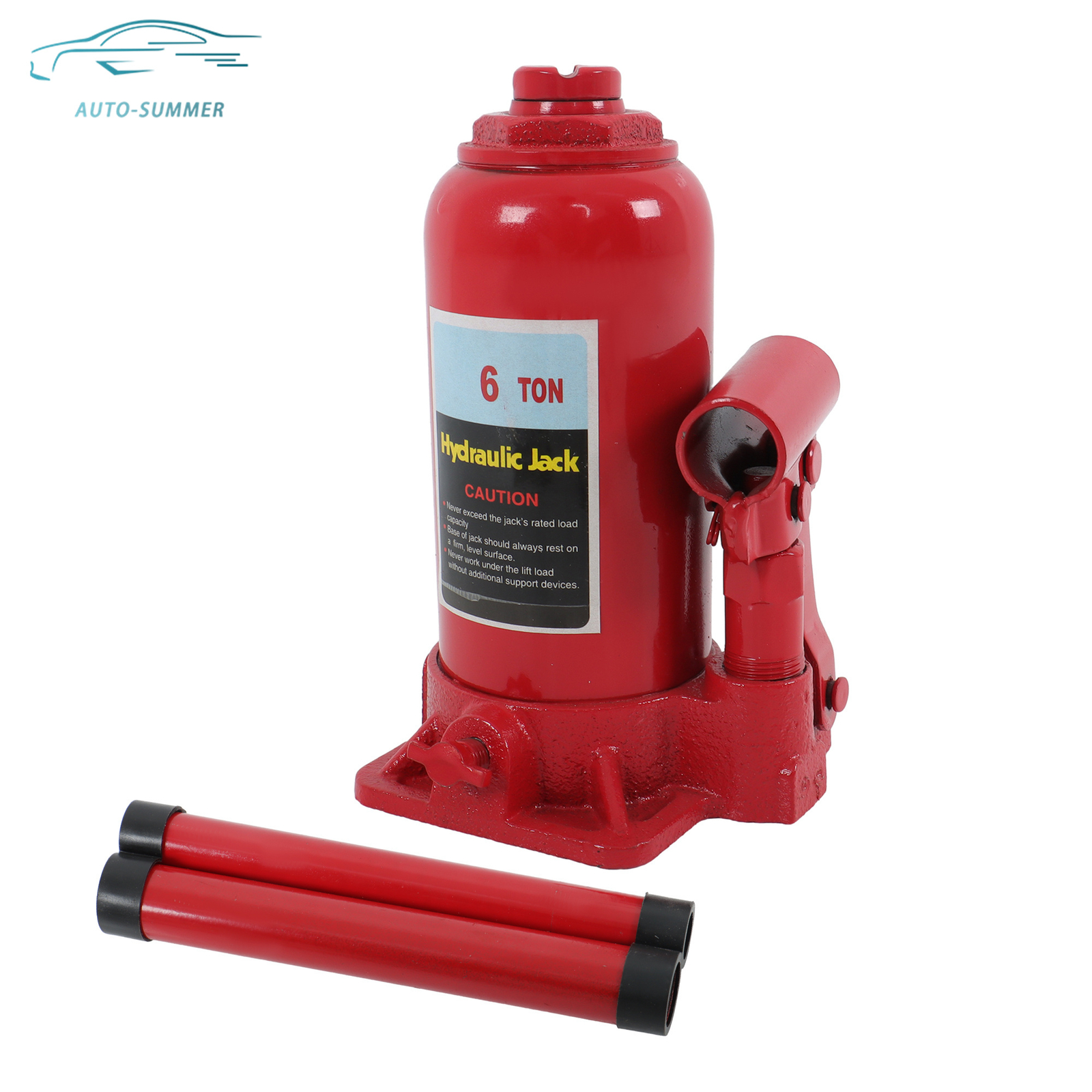 Red 6Ton Welded Portable Bottle Jack Heavy Duty Car Lift Repair Tool