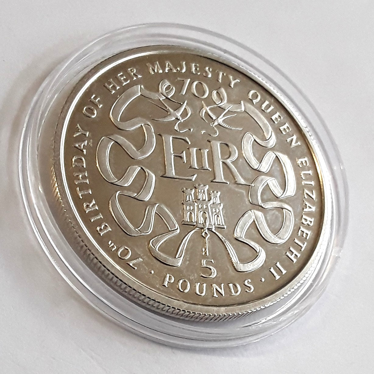 1996 GIBRALTAR £5 SILVER PROOF Ag 925 23.50g 70th BIRTHDAY OF QUEEN ELIZABETH 11