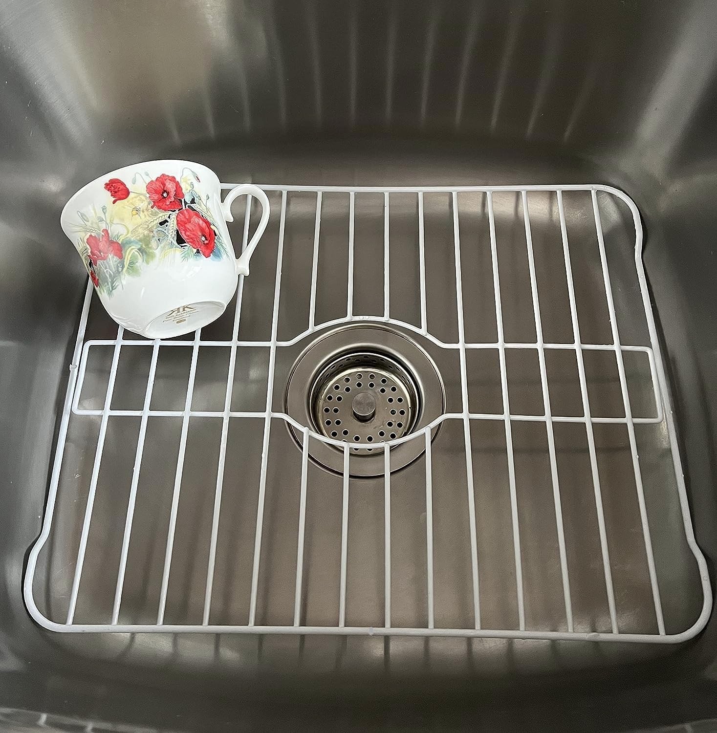 Kitchen Sink Protector White Sink Grate Insert Grid Sink Bowl Rack Rust Prevent
