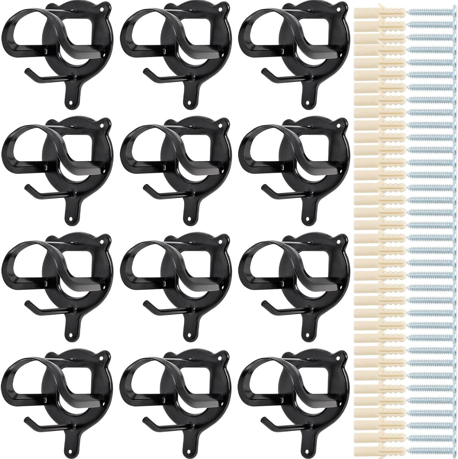 12 Counts Horse Bridle Rack, Bridle Bracket Bridle Hooks with Tubes and Screw, H