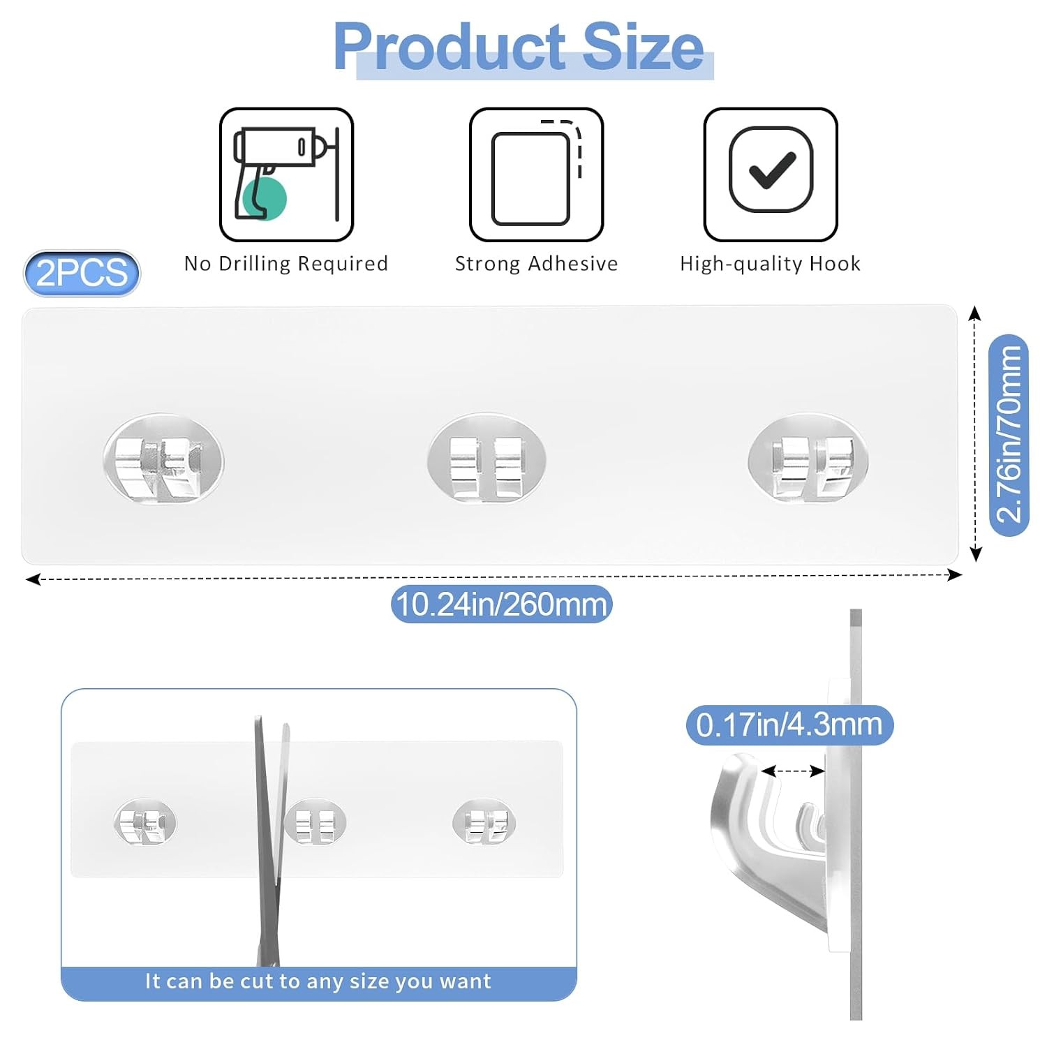 Shower Caddy Adhesive Replacement 2 Pack Transparent Strong Waterproof