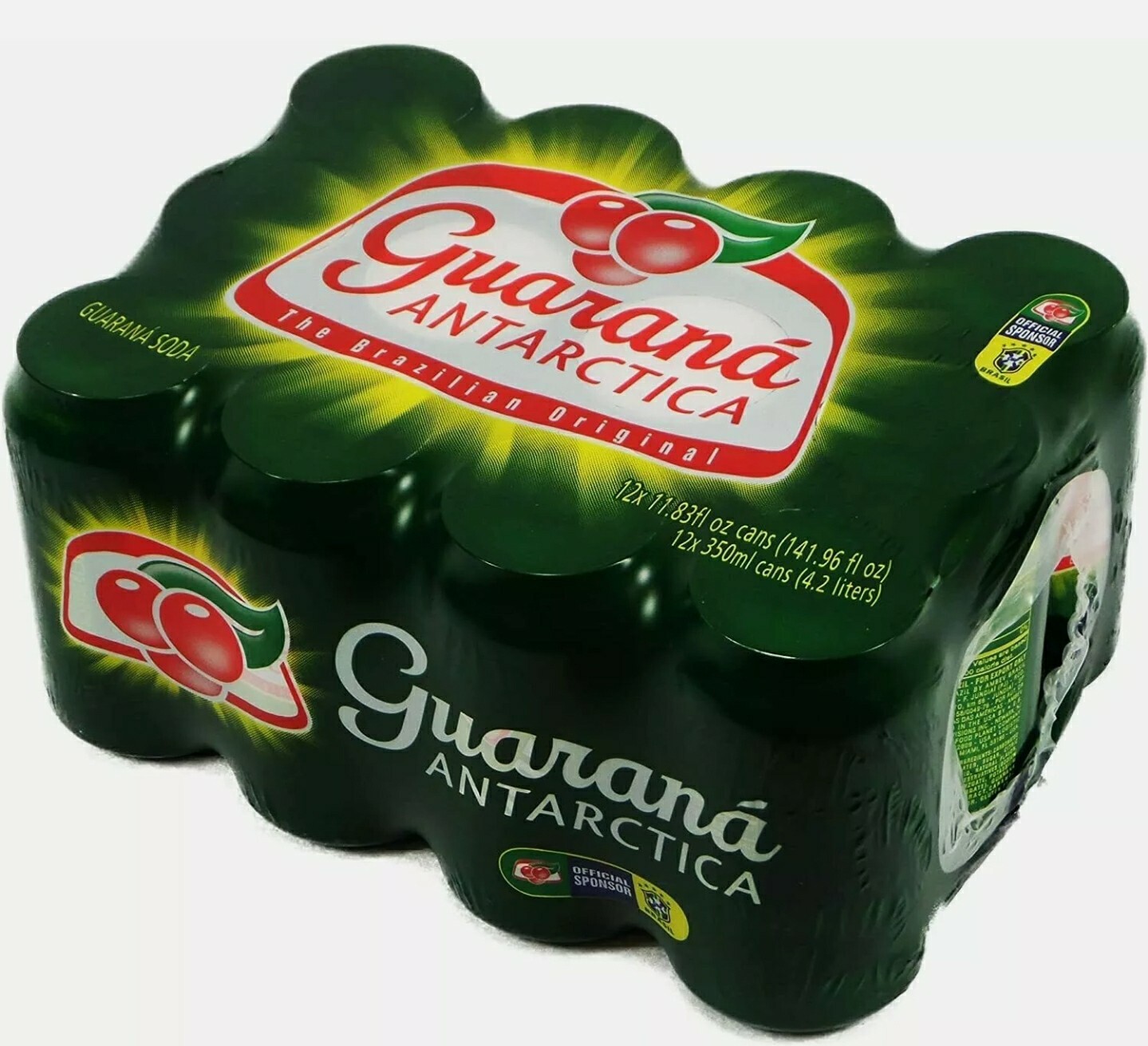 Guarana Antarctica Brazilian  Soda 11.83 fl. oz (12 pack) - Guarana lata 350ml