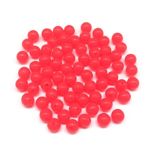 Fifty (50) 6mm round glow-in-the-dark red fishing rig beads