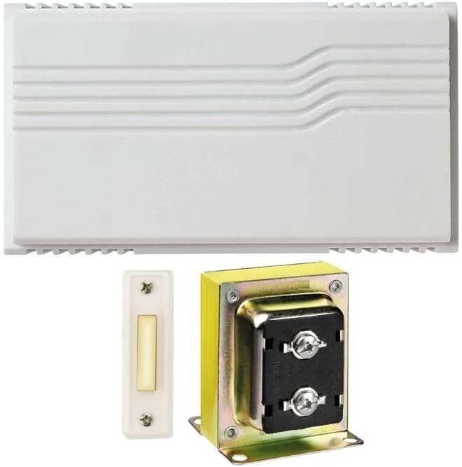 Complete Two-Note Wired Doorbell Kit with Lighted Button & Transformer, 16VAC