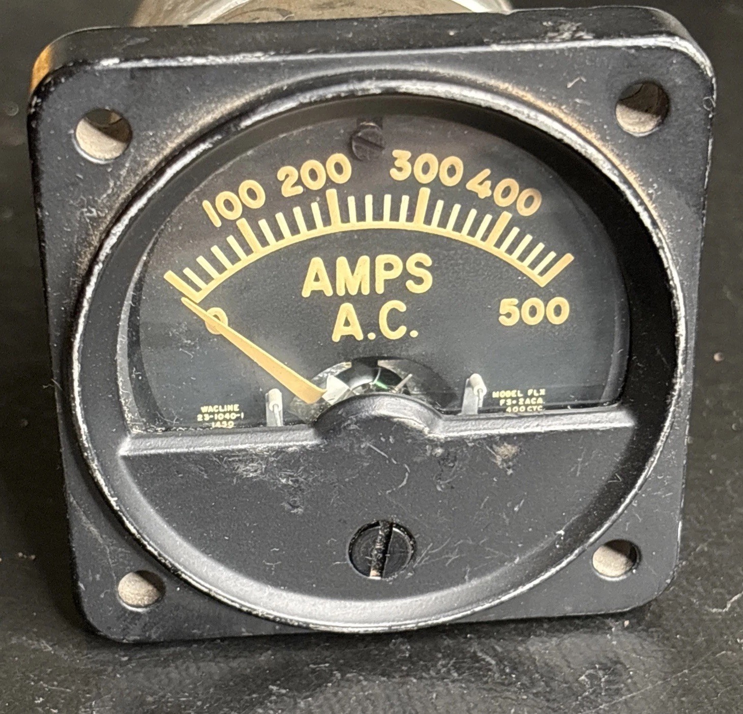 Vintage Wacline AC AMPS Gauge 0-500 FLX F3-2ACA 400CYC   UNTESTED