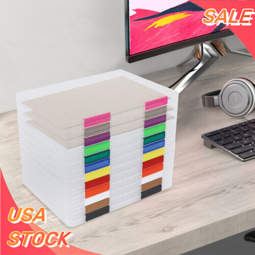 12 Pcs A4 Clear File Boxes Paper Storage Box Document File Holder with Buckle