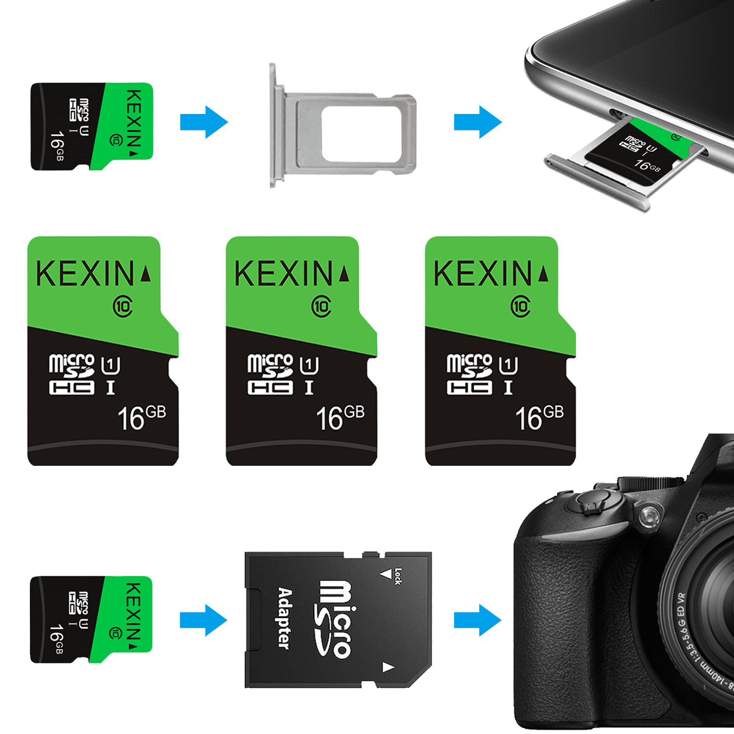 10Pack/5Pack 16GB Micro SD TF Card Class 10 Flash SDHC Memory Card Store TF Card