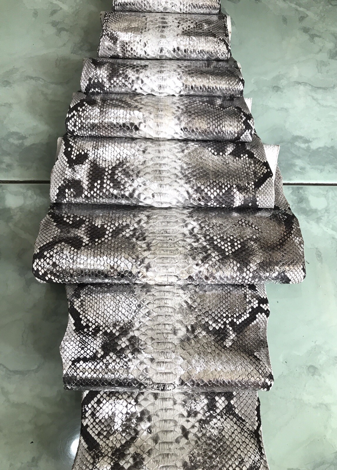 Genuine Python Leather, Exotic Snake Skin,Silver SnakeSkin,Silver Python Leather