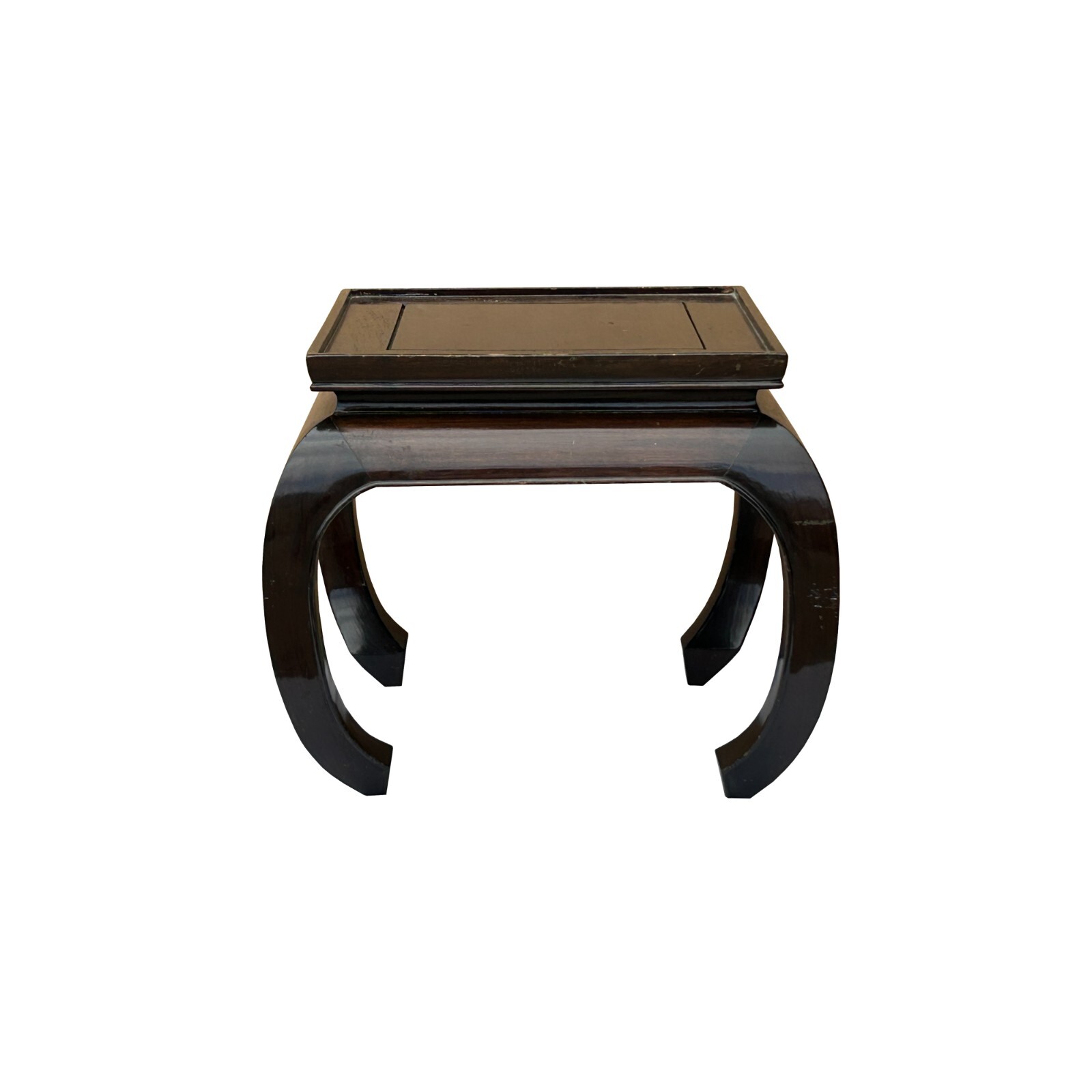 Oriental Chinese Brown Curve Leg Square Side Table Display Stand ws3815