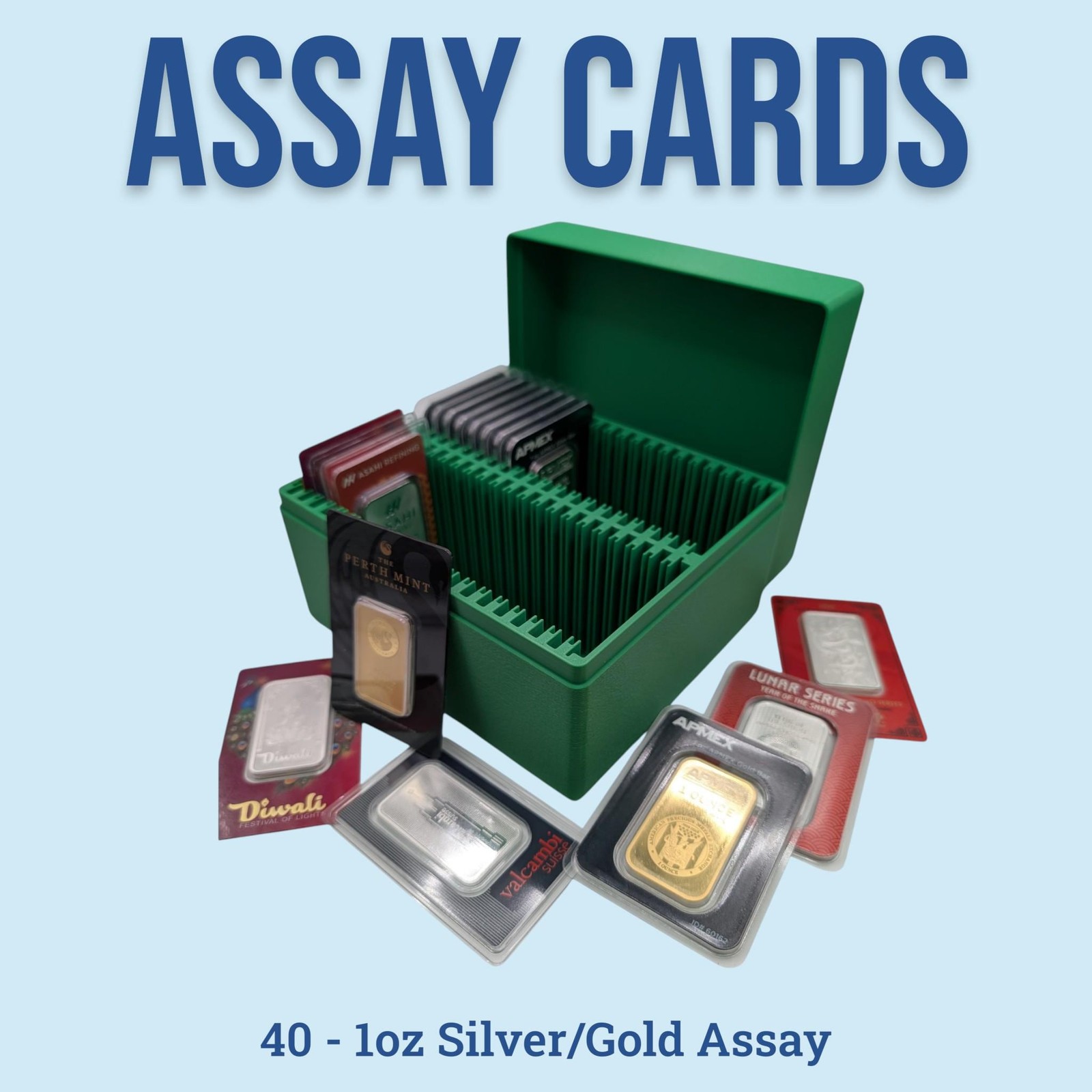 1oz Gold & Silver Bar Assay Card Box - 50 Slot - PAMP Valcambi Perth Mint