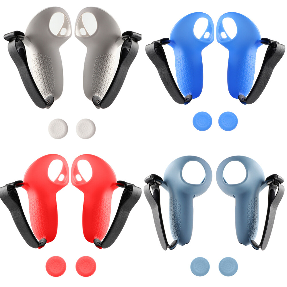 For Quest 3 VR Silicone Handle Grip Cover Controller Case Sleeve Hand Strap Set