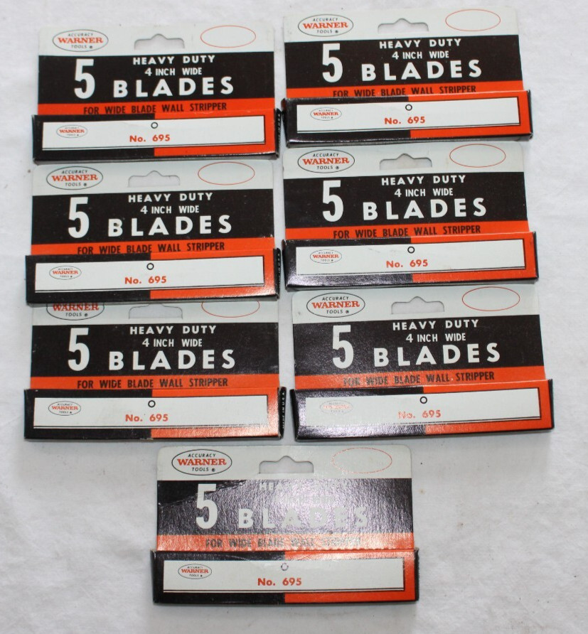 (7) Warner Tools 695 Big Blade Scraper Replacement Blades 4-Inch Card of 5 USA
