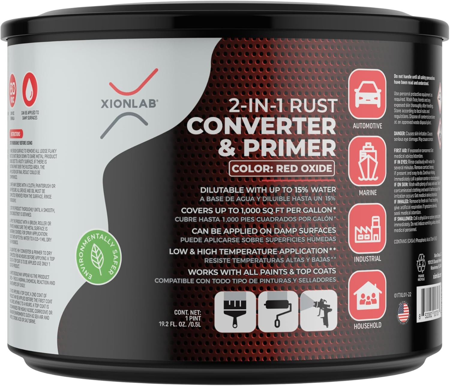 2 in 1 Rust Converter & Metal Primer - Covers up to 4X More - Industrial Grade W