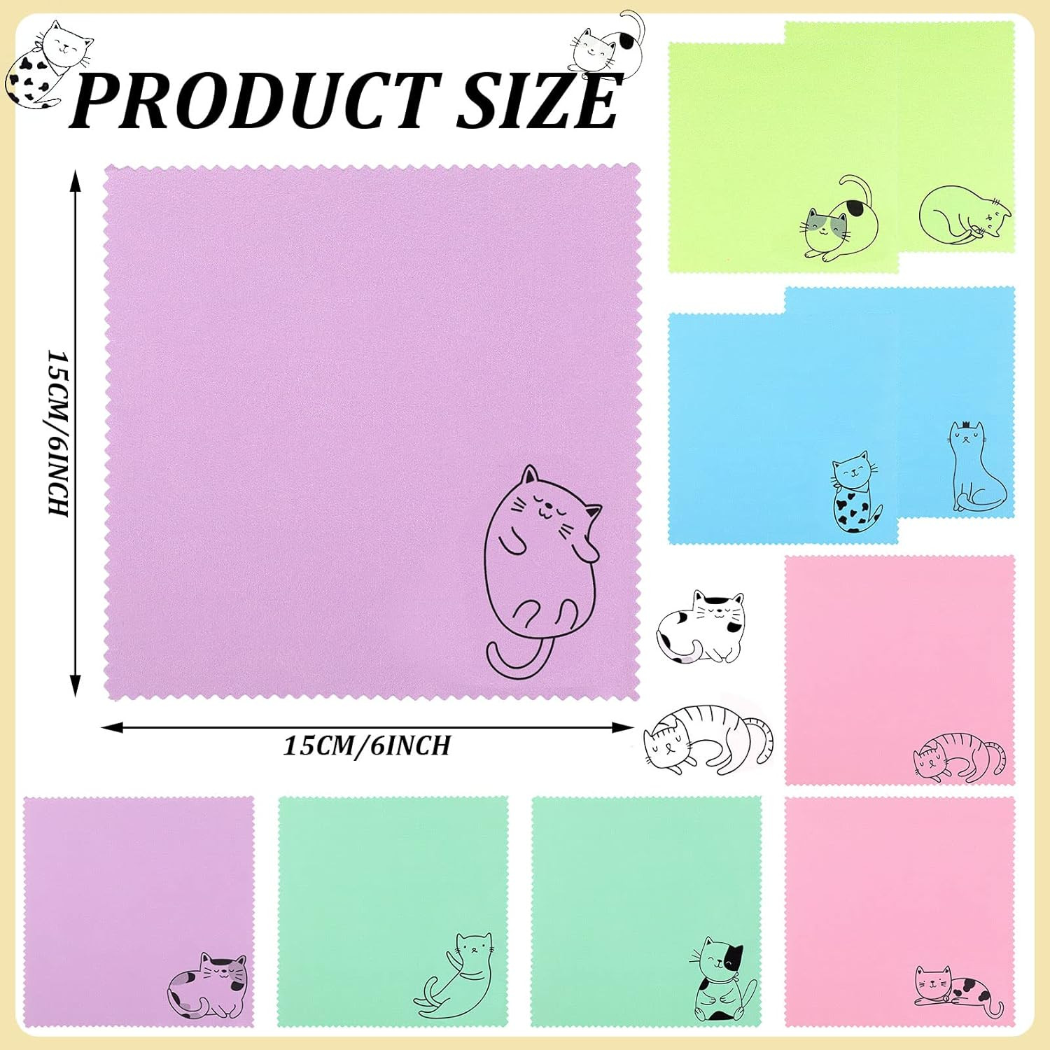 20 Pcs Microfiber Cleaning Cloth Cute Kitty Cat Design Microfiber Cloth Gift Sof