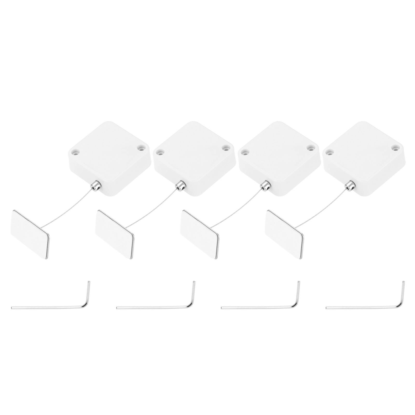 3.3 ft Retractable Cable Security Lock with Square Patch 600g, White, 4 Pack