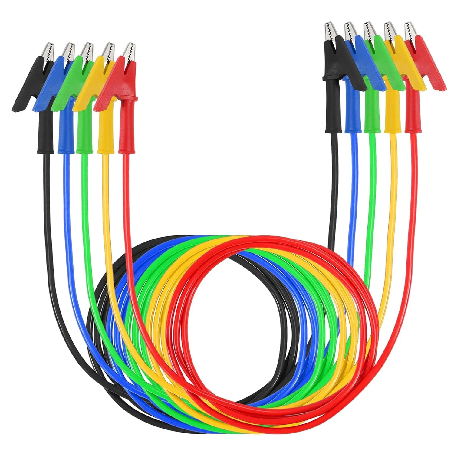 5Pcs 30V 15A Alligator Clips Electrical Test Leads Set 3.3ft Jumper Wires Cables