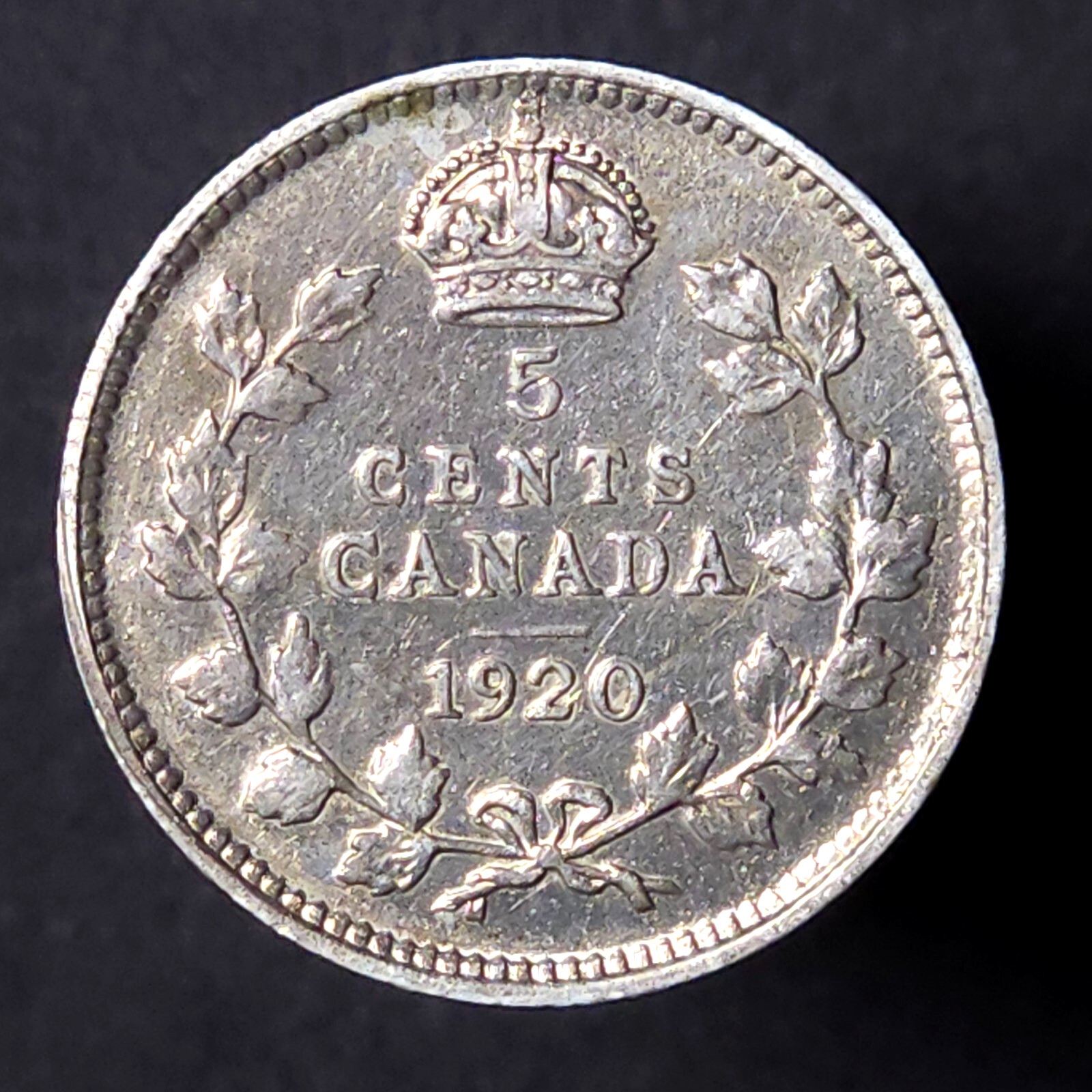 1920 - GOLDEN LUSTER - Canada 5 five cents SILVER - LOW COMBINED SHIP - C5-173