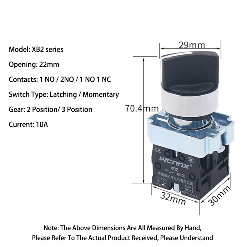 22mm Rotary Control Switch 2/3 Position Panel Mount Changeover Selector XB2 10A