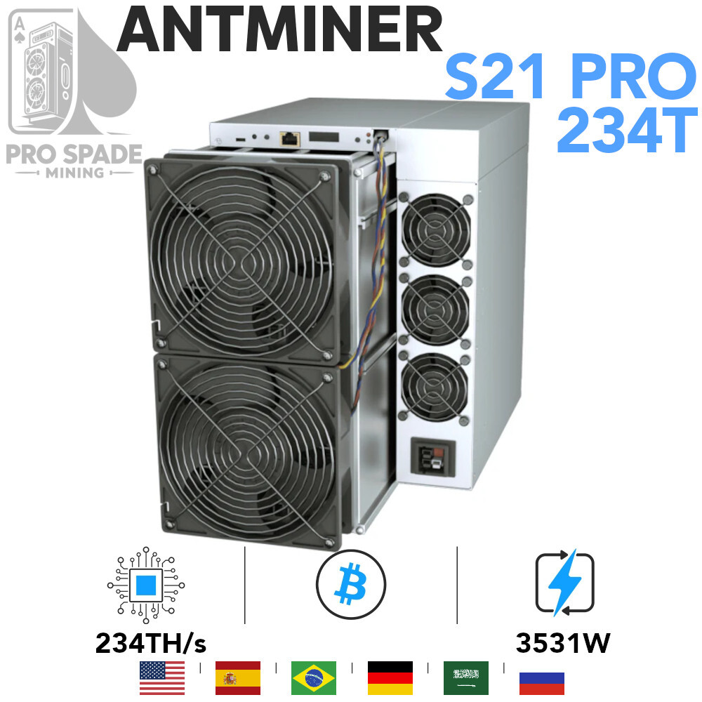 US Stock Bitmain Antminer S21 Pro 234T 3510W Bitcoin BTC ASIC Miner from TX CA