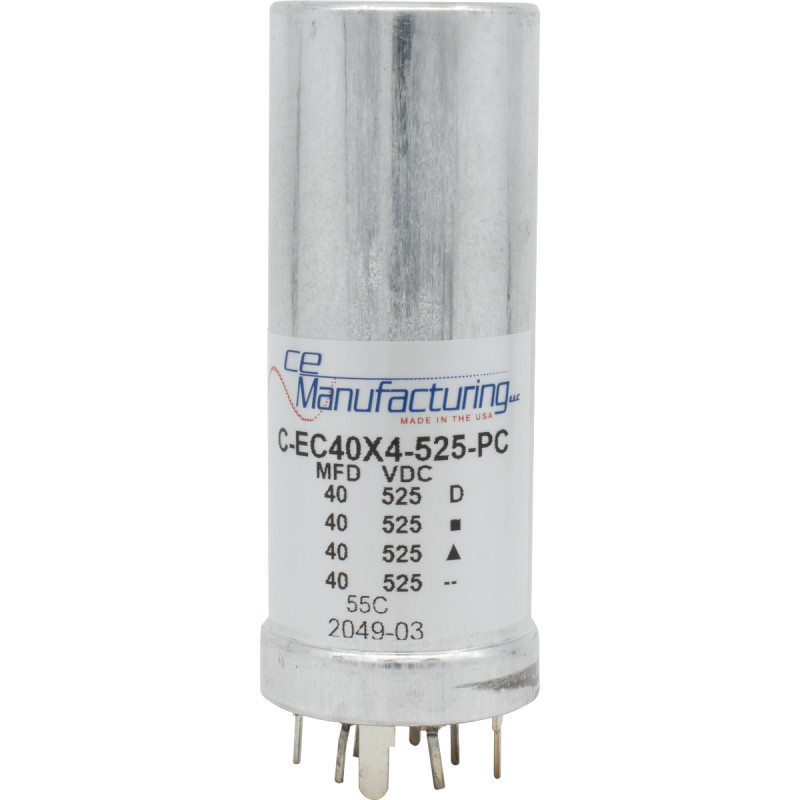 Can Capacitor, CE Manufacturing, 525V, 40/40/40/40µF, PCB-mount
