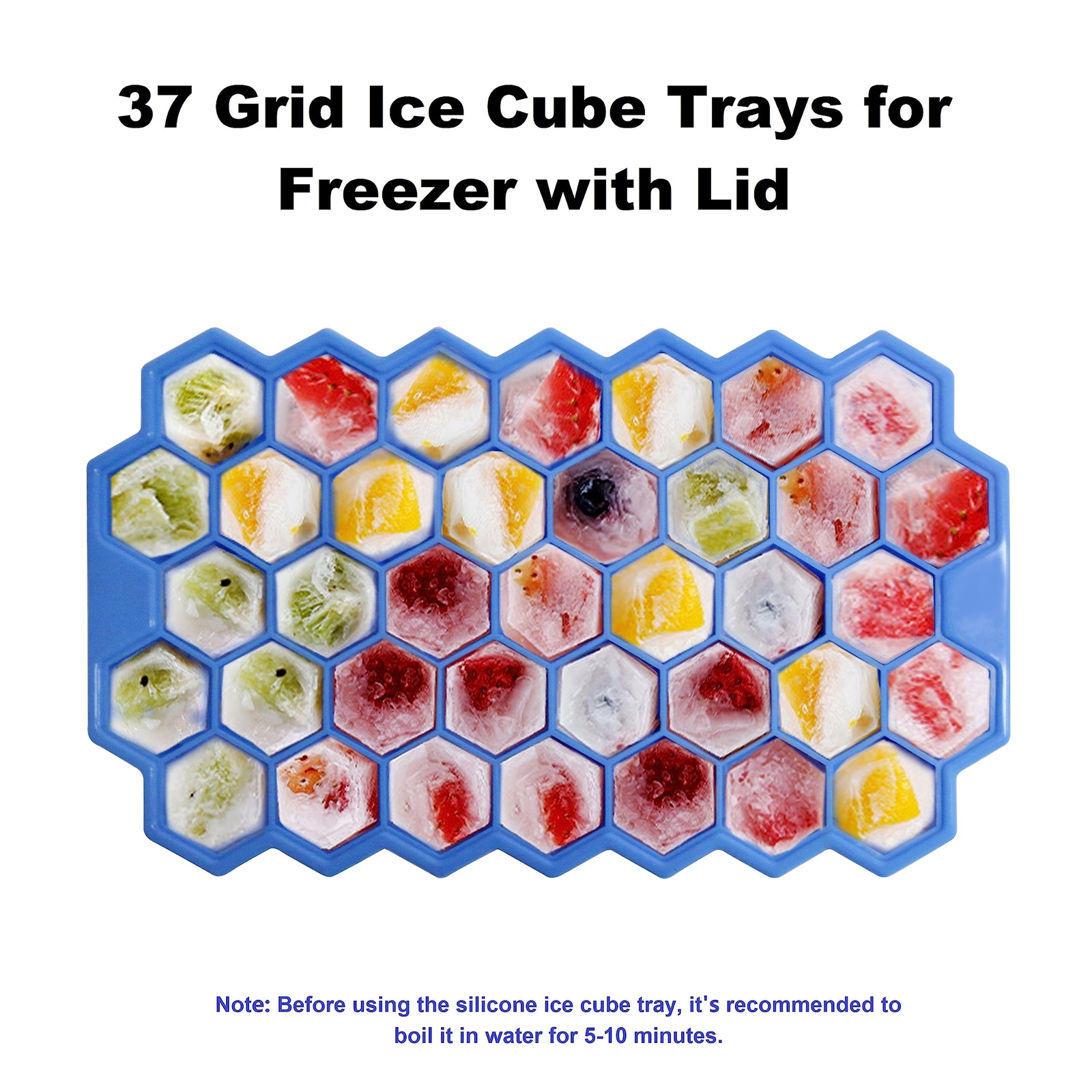 Ice Cube Trays for Freezer with Lid, Silicone Ice Cube Tray Ice Maker, 3 Packs