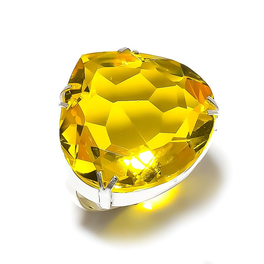 Natural Citrine Gemstone Handmade 925 Sterling Silver Jewelry Ring Size 8 j927