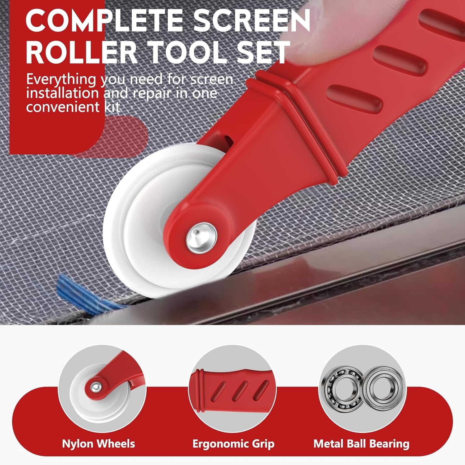 Screen Roller Tool Set with Spline Removal Hook, 2pcs Window Screen Roller