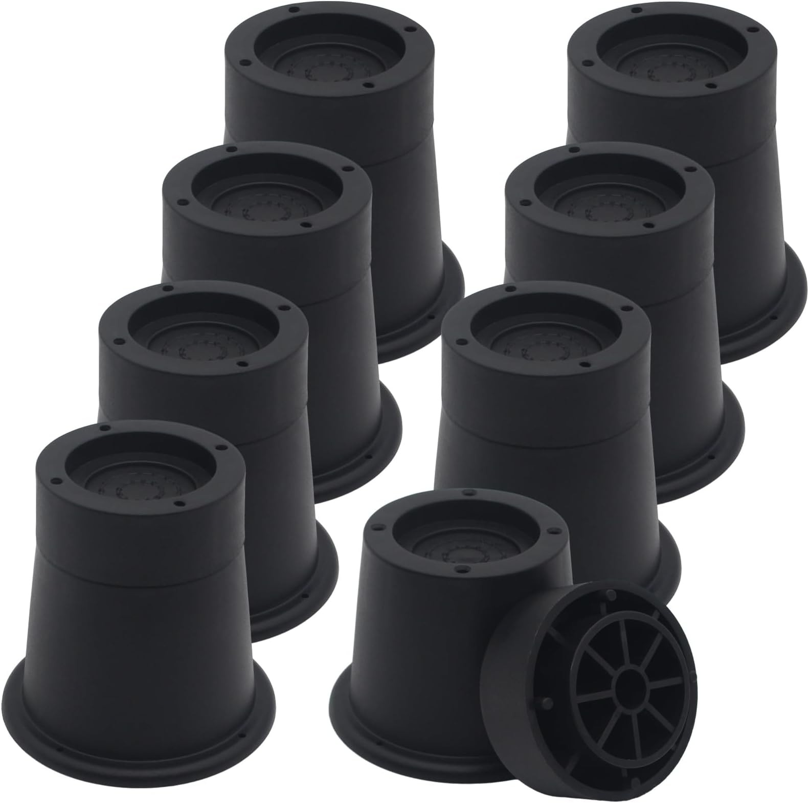 8 Pack Furniture Risers 3 inch Black Round Bed Risers | Bed Lifts Risers for ...