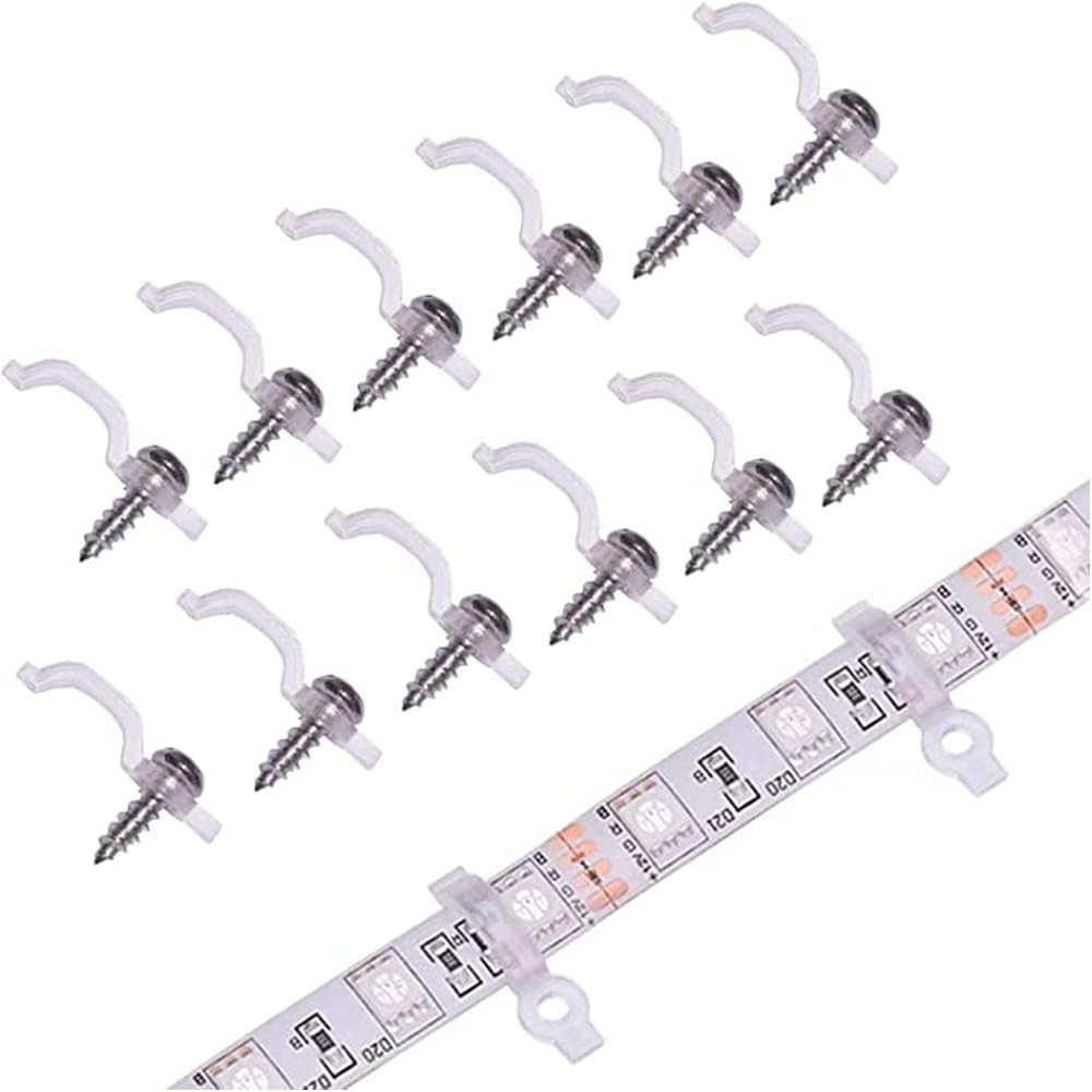 100 Pack Strip Light Mounting Bracket,Transparent Fixing Clips for 10Mm Wide IP6