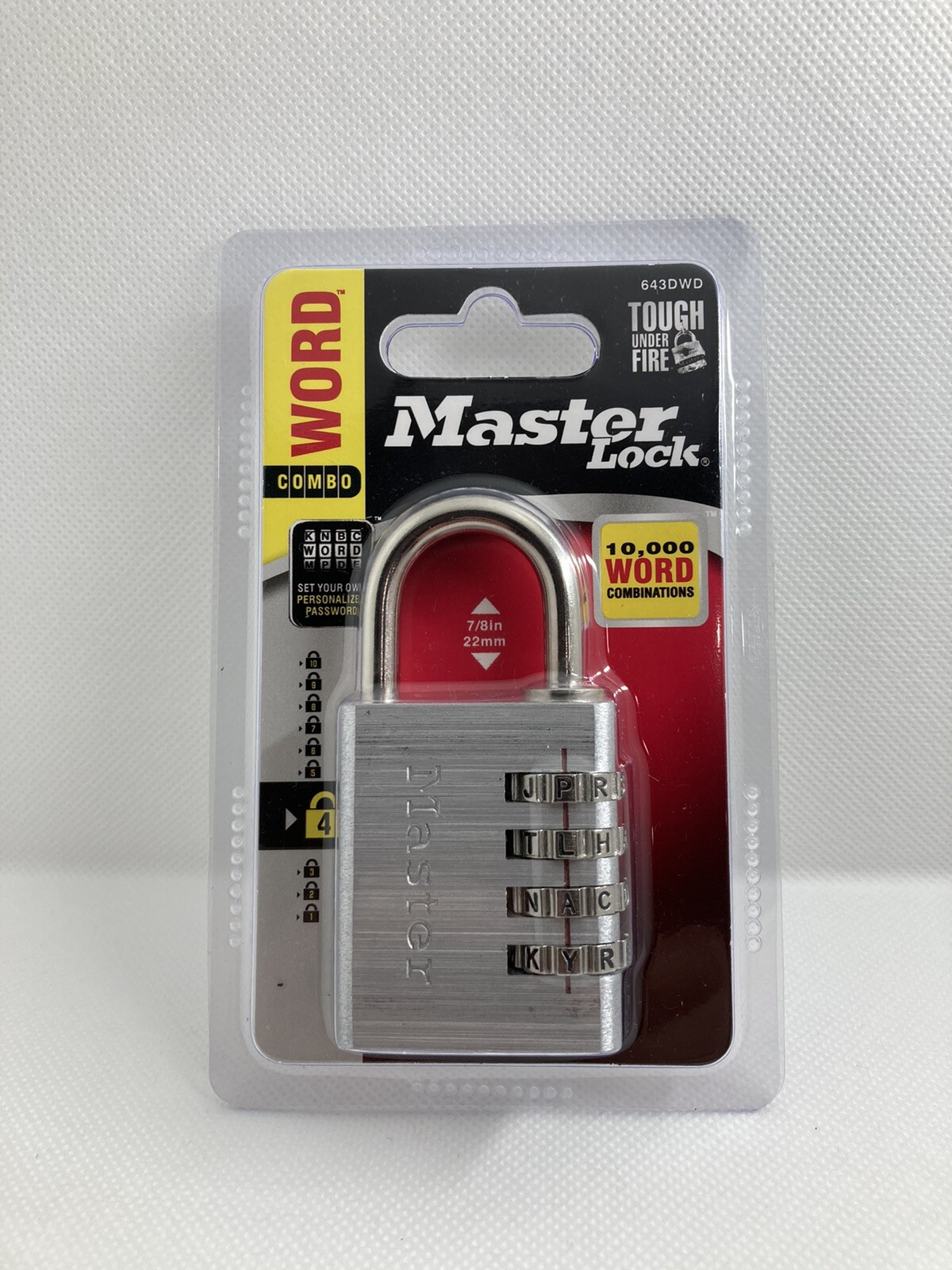 Master Lock Padlock Combo 7/8” Silver Word Combo 643DASTWD