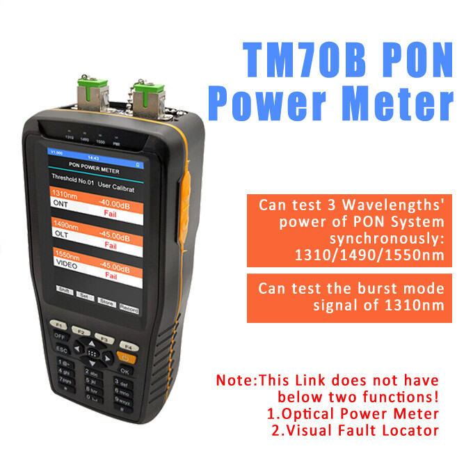 TM70B PON Fiber Optic Power Meter 1310/1490/1550nm Wavelengths Optic Fiber--