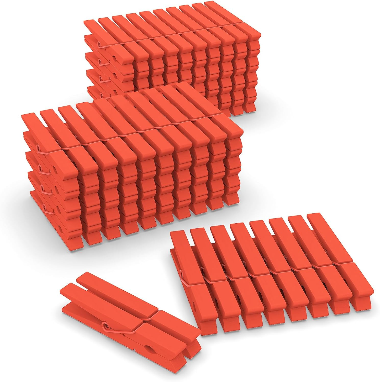 100 Pack Colored Clothespins Wooden 2.9 Inch, Orange Clothes Pins Wood, Clothing