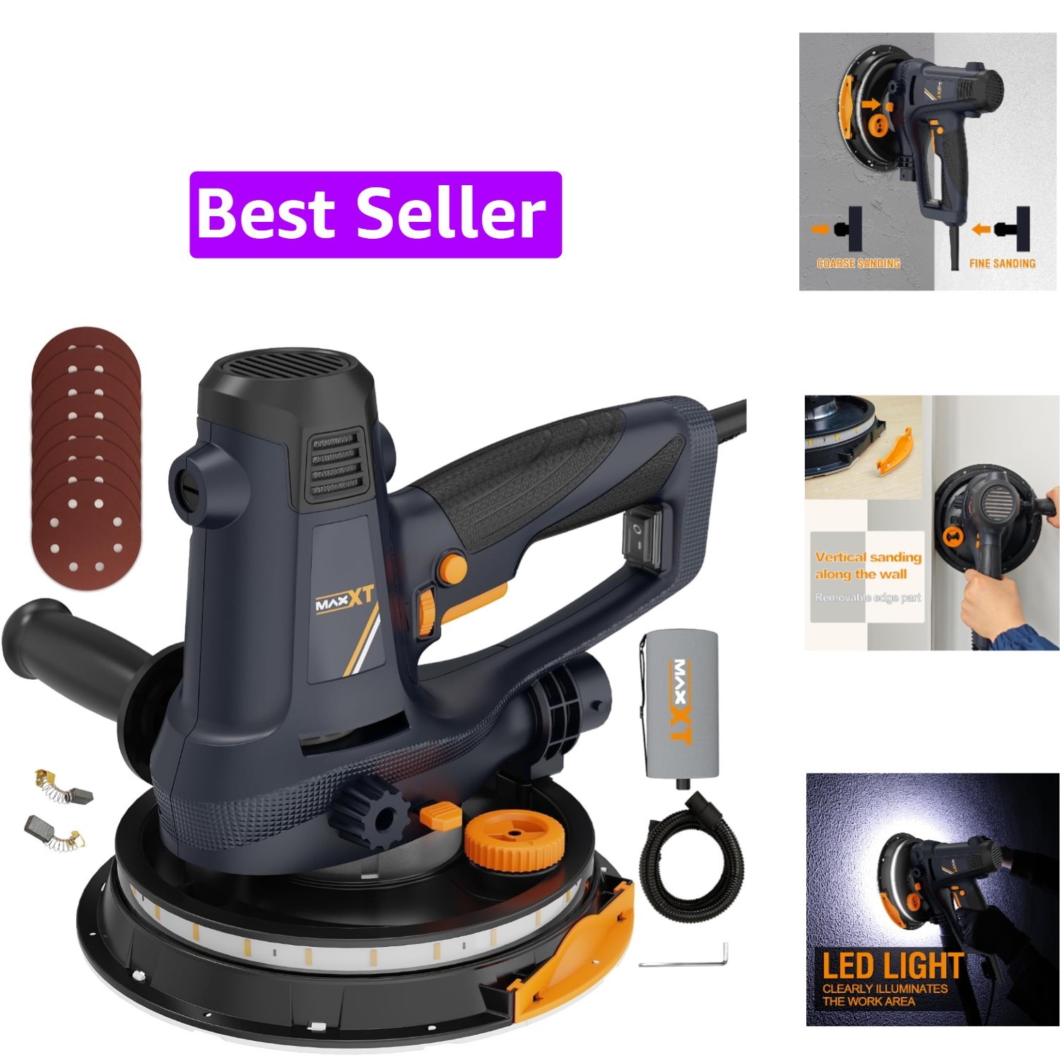 Handheld Drywall Sander 810W, Electric Sander for Walls,Rough and fine Sandin...