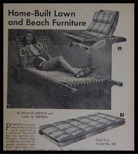 1950's CHAISE LOUNGE CHAIR How-To build PLANS Lawn Pool