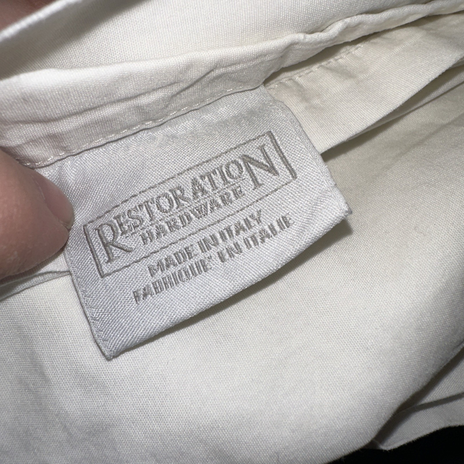 Restoration Hardware Pisolo 464 Thread Count White Queen Flat Sheet Dust Bag