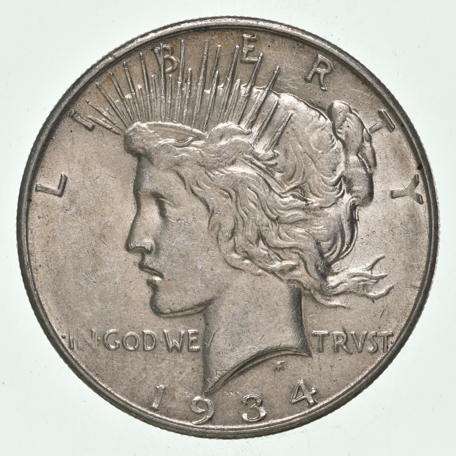 (1) AU 1934-D Peace Silver Dollar 90% - Almost Unc - Denver Mint