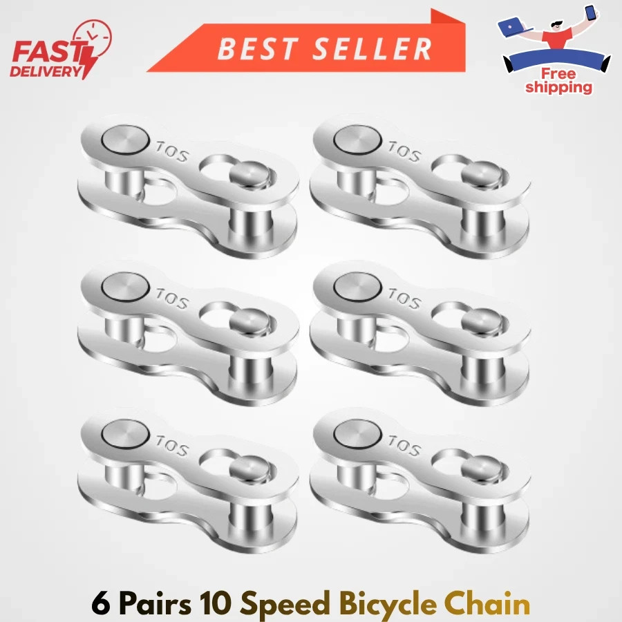 6 Pairs 10 Speed Bicycle Chain Missing Link Quick Connector Repair Set Silver