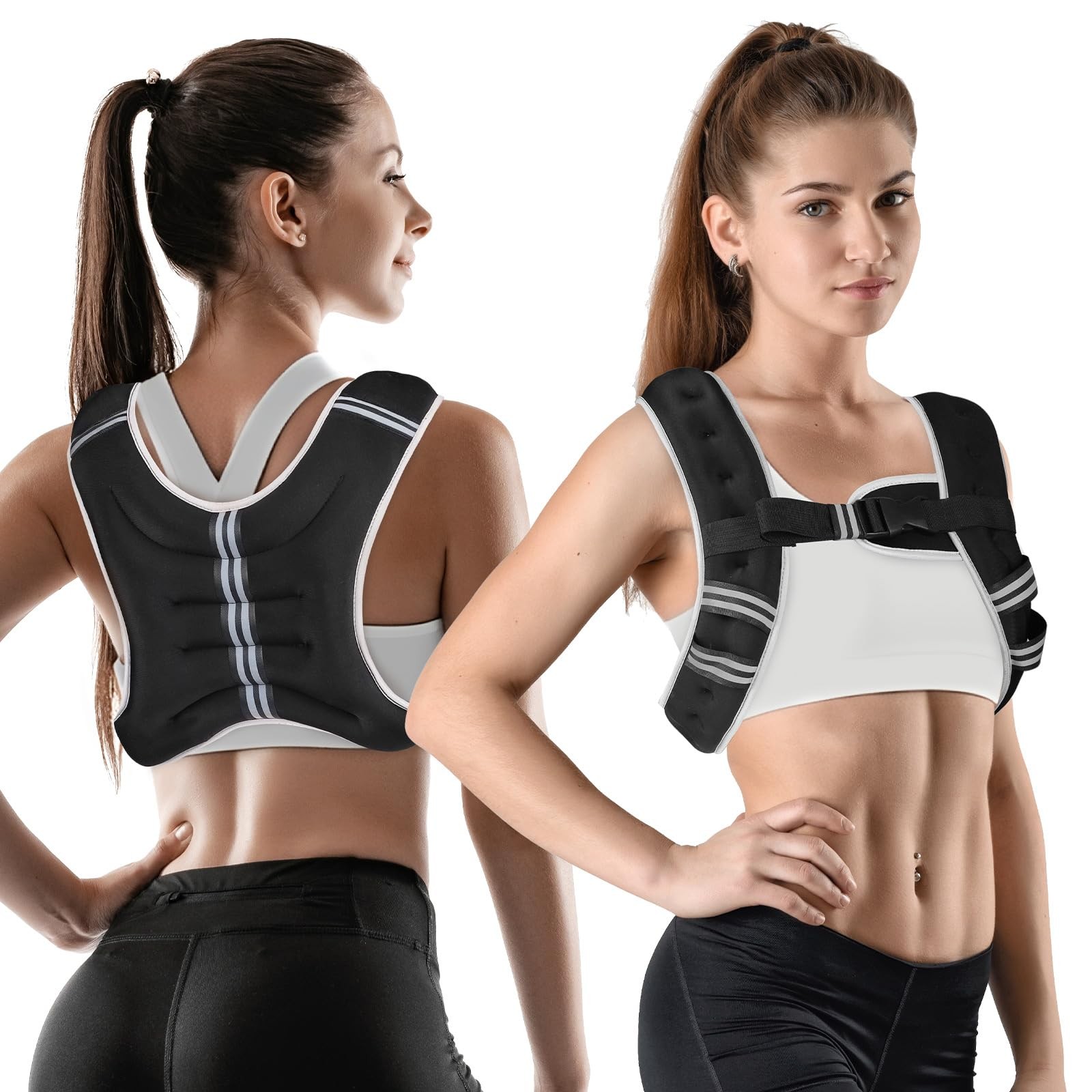 WIN4ALL Weighted Vest Men Women, 6lb/8lb/12lb/16lb/20lb 12 LBS, Black