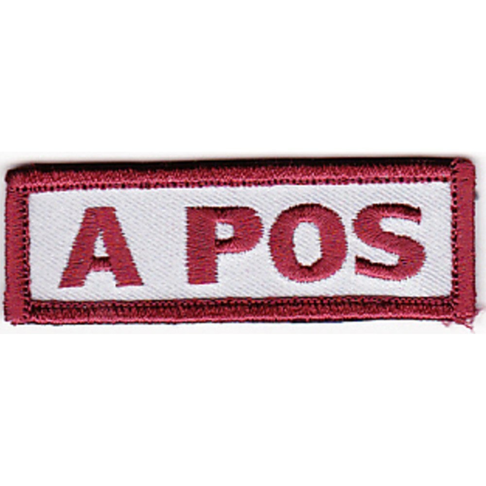 A POS POSITIVE BLOOD TYPE HOOK AND LOOP EMBROIDERED  PATCH