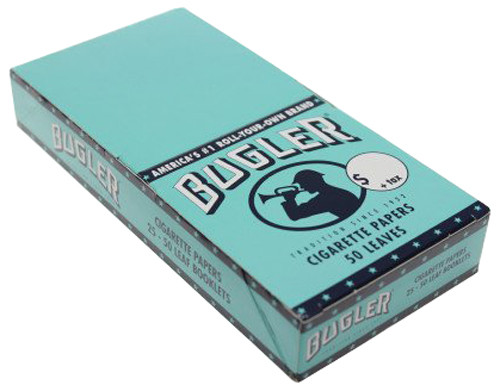 25 Pack Bugler Single Wide 70 mm Cigarette Rolling Papers 1250 Leaves - 5020-25