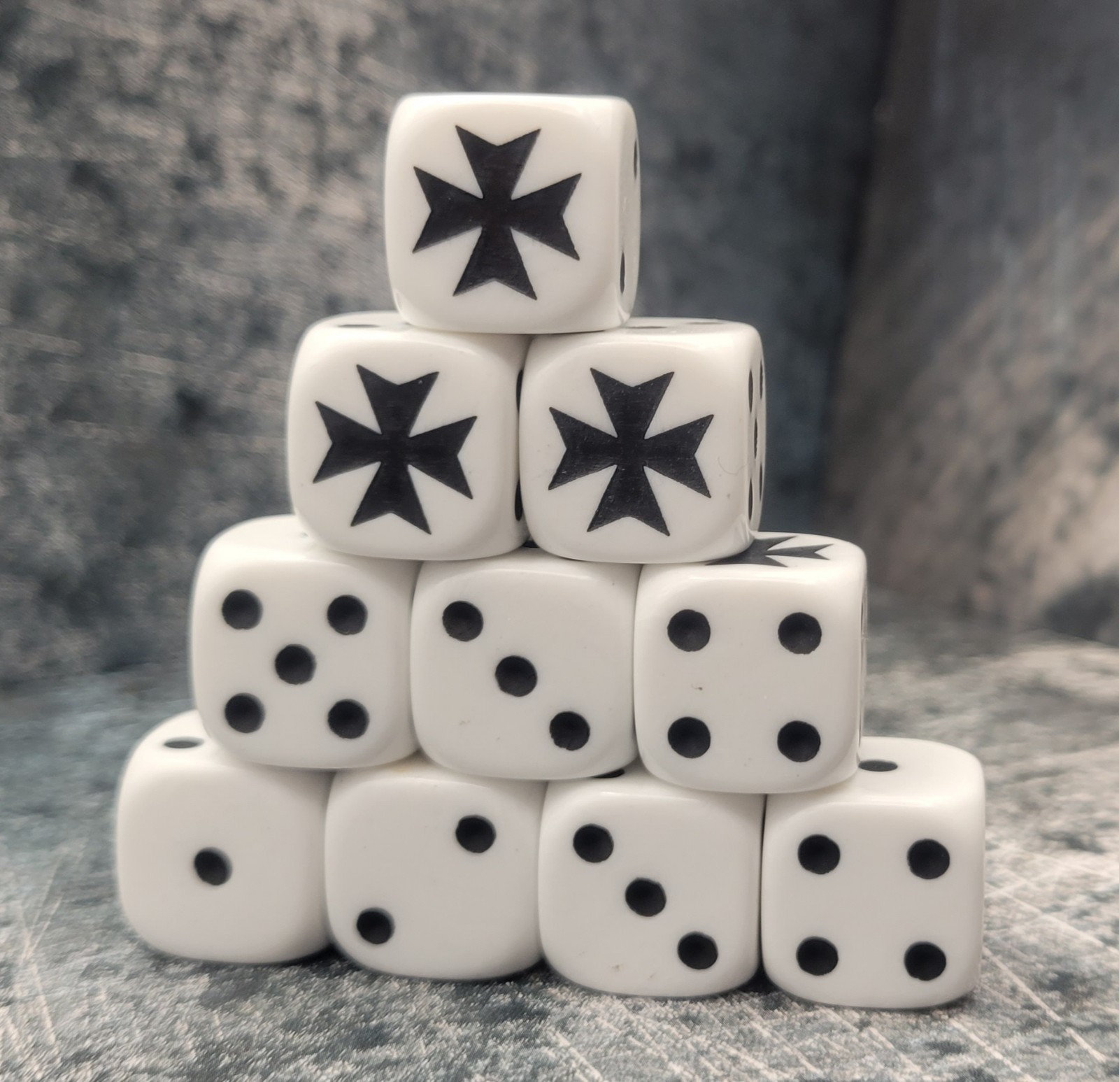 White Templars, 16mm Custom Inspired Dice, ideal for Tabletop Games