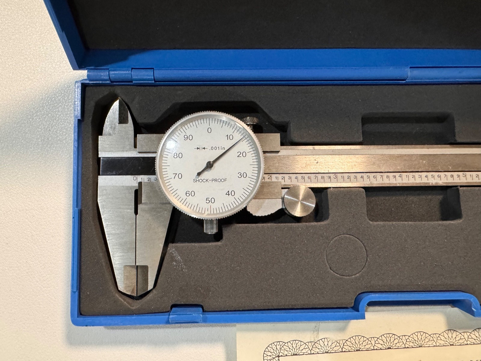 Cen-Tech 6" Dial Caliper P5658 Stainless Hardened Shock Proof 0.001" with Case