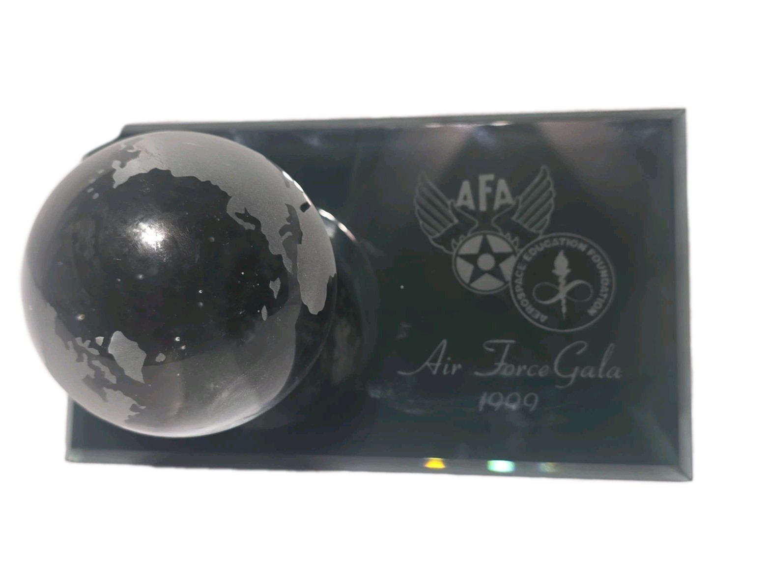 Vintage UNITED STATES AIR FORCE ACADEMY Gala 1999 Paperweight Globe Glass 7"